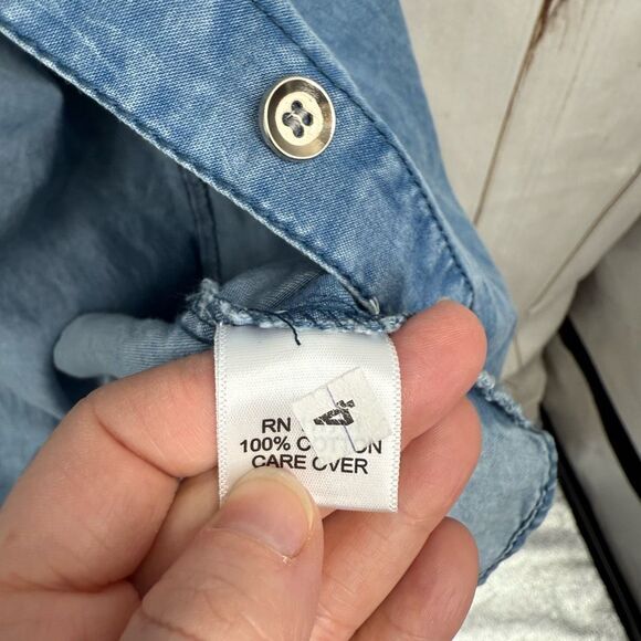 MPH Collection Women’s 1X Blue Denim MIDI Dress Button Up Plus Size - Picture 4 of 8